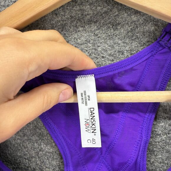 Danskin Now Activewear Sport Bra Women 40C Blue Full Zip Push Up Racerback - Picture 3 of 4